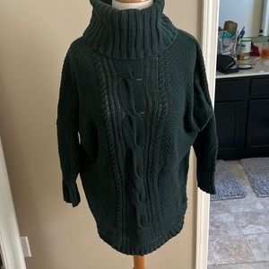 Express deep green cowl neck split hem sweater/ size medium